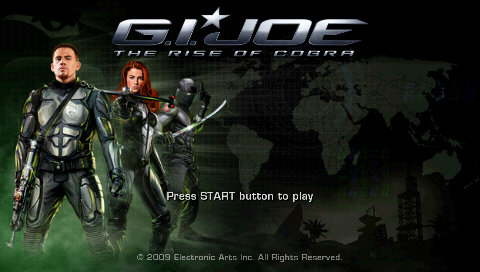 G.I. Joe: The Rise of Cobra title screen for PSP